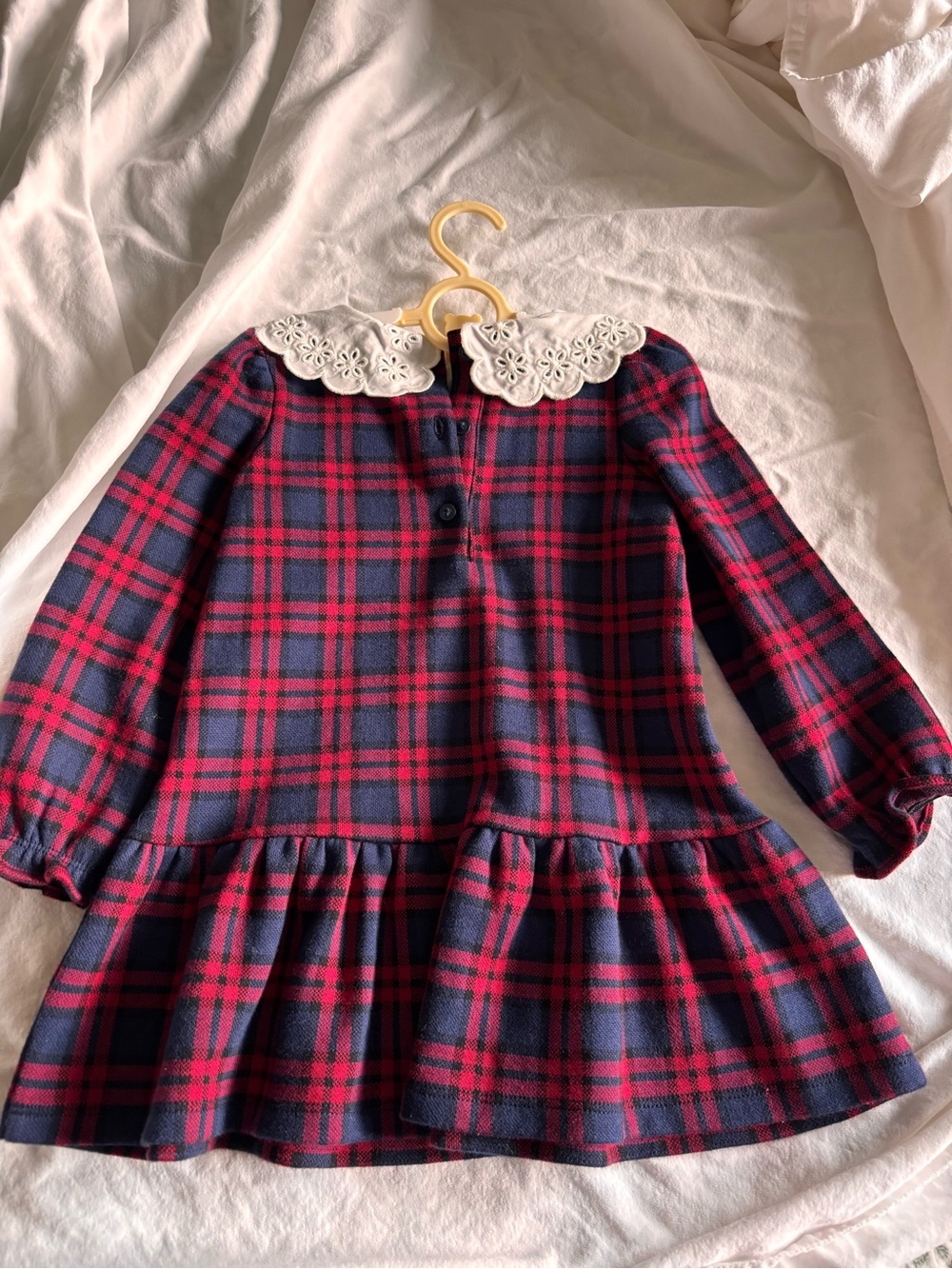 Jamie and Jack Girls Plaid Dress 2T Eyelet Peter Pan Collar - Picture 2 of 3